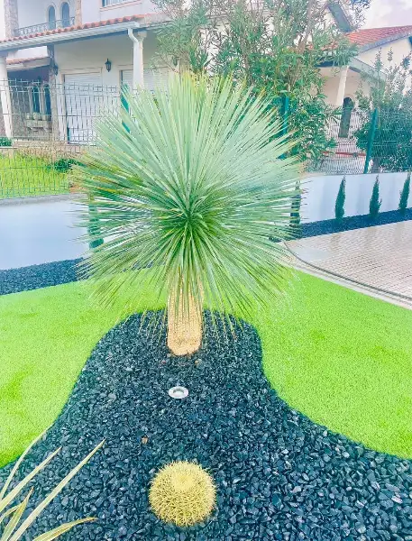 Jardim completo de moradia moderna com relva sintética — resultado final